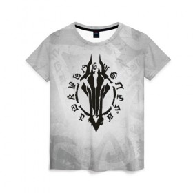 Женская футболка 3D с принтом Darksiders в Екатеринбурге, 100% полиэфир ( синтетическое хлопкоподобное полотно) | прямой крой, круглый вырез горловины, длина до линии бедер | ад | ангелы | апокалипсис | демоны | дьяволы | знаки | лого | логотип | орда | раздор