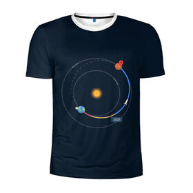 Мужская футболка 3D спортивная с принтом Земля - Марс в Екатеринбурге, 100% полиэстер с улучшенными характеристиками | приталенный силуэт, круглая горловина, широкие плечи, сужается к линии бедра | 2022 | cat | elon | galaxy | mars | moon | musk | nasa | space | spacex | tesla | вселенная | галактика | звезды | илон | космонавт | космос | луна | марс | маск | наса | скафандр | тесла