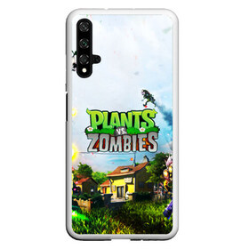 Чехол для Honor 20 с принтом PLANTS VS ZOMBIES в Екатеринбурге, Силикон | Область печати: задняя сторона чехла, без боковых панелей | garden warfare | plants | plants vs. zombies | plants vs. zombies: garden warfare | popcap | zombies | кактус | картошка | подсолнух | растения против зомби | сад