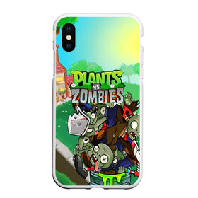 Чехол для iPhone XS Max матовый с принтом PLANTS VS ZOMBIES в Екатеринбурге, Силикон | Область печати: задняя сторона чехла, без боковых панелей | garden warfare | plants | plants vs. zombies | plants vs. zombies: garden warfare | popcap | zombies | кактус | картошка | подсолнух | растения против зомби | сад