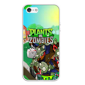 Чехол для iPhone 5/5S матовый с принтом PLANTS VS ZOMBIES в Екатеринбурге, Силикон | Область печати: задняя сторона чехла, без боковых панелей | garden warfare | plants | plants vs. zombies | plants vs. zombies: garden warfare | popcap | zombies | кактус | картошка | подсолнух | растения против зомби | сад