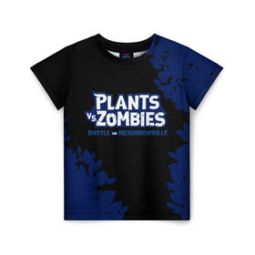 Детская футболка 3D с принтом Plants vs. Zombies в Екатеринбурге, 100% гипоаллергенный полиэфир | прямой крой, круглый вырез горловины, длина до линии бедер, чуть спущенное плечо, ткань немного тянется | battle | game | plants vs zombies | plants vs zombies battle for neighborville | zombie | битва | битва за нейборвиль | зомби | игра | надпись | растения | растения против зомби
