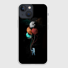 Чехол для iPhone 13 mini с принтом Космонавт с шариками в Екатеринбурге,  |  | cat | elon | galaxy | mars | moon | musk | nasa | space | spacex | вселенная | галактика | звезды | илон | космонавт | космос | луна | марс | маск | наса | скафандр