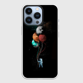 Чехол для iPhone 13 Pro с принтом Космонавт с шариками в Екатеринбурге,  |  | cat | elon | galaxy | mars | moon | musk | nasa | space | spacex | вселенная | галактика | звезды | илон | космонавт | космос | луна | марс | маск | наса | скафандр