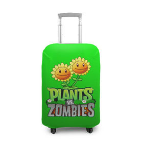 Чехол для чемодана 3D с принтом PLANTS VS ZOMBIES в Екатеринбурге, 86% полиэфир, 14% спандекс | двустороннее нанесение принта, прорези для ручек и колес | battle | plants | plants vs zombies | pvsz | vs | zombies | растения против зомби