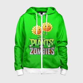 Детская толстовка 3D на молнии с принтом PLANTS VS ZOMBIES в Екатеринбурге, 100% полиэстер |  манжеты и пояс оформлены широкой мягкой резинкой, двухслойный капюшон со шнурком для регулировки, спереди карманы и застежка-молния
 | battle | plants | plants vs zombies | pvsz | vs | zombies | растения против зомби