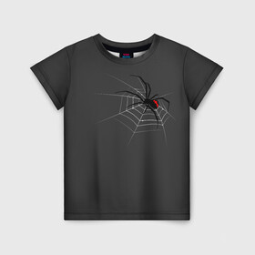Детская футболка 3D с принтом Паук в Екатеринбурге, 100% гипоаллергенный полиэфир | прямой крой, круглый вырез горловины, длина до линии бедер, чуть спущенное плечо, ткань немного тянется | animal | animals | poison | spider | venom | вдова | животные | каракурт | паук | паутина | паучок | черная | черная вдова | яд