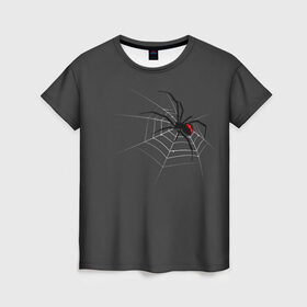 Женская футболка 3D с принтом Паук в Екатеринбурге, 100% полиэфир ( синтетическое хлопкоподобное полотно) | прямой крой, круглый вырез горловины, длина до линии бедер | animal | animals | poison | spider | venom | вдова | животные | каракурт | паук | паутина | паучок | черная | черная вдова | яд