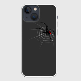 Чехол для iPhone 13 mini с принтом Паук в Екатеринбурге,  |  | Тематика изображения на принте: animal | animals | poison | spider | venom | вдова | животные | каракурт | паук | паутина | паучок | черная | черная вдова | яд