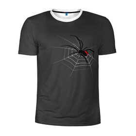 Мужская футболка 3D спортивная с принтом Паук в Екатеринбурге, 100% полиэстер с улучшенными характеристиками | приталенный силуэт, круглая горловина, широкие плечи, сужается к линии бедра | animal | animals | poison | spider | venom | вдова | животные | каракурт | паук | паутина | паучок | черная | черная вдова | яд