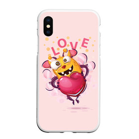 Чехол для iPhone XS Max матовый с принтом LOVE в Екатеринбурге, Силикон | Область печати: задняя сторона чехла, без боковых панелей | Тематика изображения на принте: bee | bright | cool | funny | heart | веселый | забавный | прикольный | пчелка | сердце | яркий