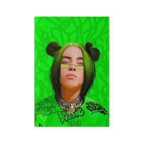 Обложка для паспорта матовая кожа с принтом BILLIE EILISH в Екатеринбурге, натуральная матовая кожа | размер 19,3 х 13,7 см; прозрачные пластиковые крепления | bad guy | billie | eilish | ocean eyes | айлиш | билли | девушка | певица | эйлиш