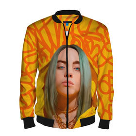 Мужской бомбер 3D с принтом BILLIE EILISH в Екатеринбурге, 100% полиэстер | застегивается на молнию, по бокам два кармана без застежек, по низу бомбера и на воротнике - эластичная резинка | Тематика изображения на принте: bad guy | billie | eilish | ocean eyes | айлиш | билли | девушка | певица | эйлиш