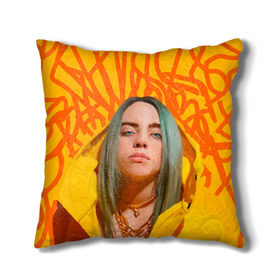 Подушка 3D с принтом BILLIE EILISH в Екатеринбурге, наволочка – 100% полиэстер, наполнитель – холлофайбер (легкий наполнитель, не вызывает аллергию). | состоит из подушки и наволочки. Наволочка на молнии, легко снимается для стирки | bad guy | billie | eilish | ocean eyes | айлиш | билли | девушка | певица | эйлиш