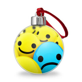 Ёлочный шар с принтом СМАЙЛИКИ в Екатеринбурге, Пластик | Диаметр: 77 мм | emoji | настроение | позитив | смайлики | смайлы | стикеры | текстура смайл | улыбки | фон смайл | эмодзи