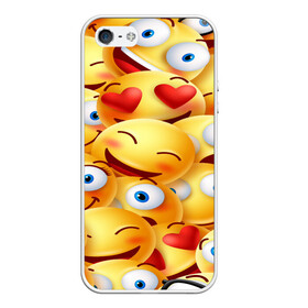 Чехол для iPhone 5/5S матовый с принтом emoji в Екатеринбурге, Силикон | Область печати: задняя сторона чехла, без боковых панелей | emoji | настроение | позитив | смайлики | смайлы | стикеры | текстура смайл | улыбки | фон смайл | эмодзи