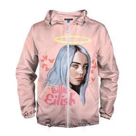 Мужская ветровка 3D с принтом BILLIE EILISH в Екатеринбурге, 100% полиэстер | подол и капюшон оформлены резинкой с фиксаторами, два кармана без застежек по бокам, один потайной карман на груди | Тематика изображения на принте: bad guy | billie | eilish | ocean eyes | айлиш | билли | девушка | певица | эйлиш