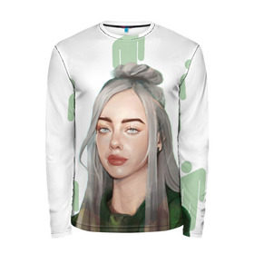 Мужской лонгслив 3D с принтом BILLIE EILISH в Екатеринбурге, 100% полиэстер | длинные рукава, круглый вырез горловины, полуприлегающий силуэт | bad guy | billie | eilish | ocean eyes | айлиш | билли | девушка | певица | эйлиш