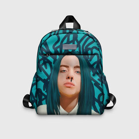 Детский рюкзак 3D с принтом BILLIE EILISH в Екатеринбурге, 100% полиэстер | лямки с регулируемой длиной, сверху петелька, чтобы рюкзак можно было повесить на вешалку. Основное отделение закрывается на молнию, как и внешний карман. Внутри дополнительный карман. По бокам два дополнительных кармашка | bad guy | billie | eilish | ocean eyes | айлиш | билли | девушка | певица | эйлиш