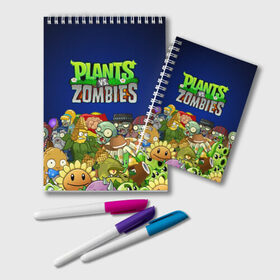 Блокнот с принтом PLANTS VS ZOMBIES в Екатеринбурге, 100% бумага | 48 листов, плотность листов — 60 г/м2, плотность картонной обложки — 250 г/м2. Листы скреплены удобной пружинной спиралью. Цвет линий — светло-серый
 | plants and zombies | plants vs zombies | зомби | игры | растения | растения против зомби