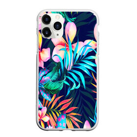 Чехол для iPhone 11 Pro Max матовый с принтом TROPIC FLOWER в Екатеринбурге, Силикон |  | Тематика изображения на принте: bright | colorful | neon | retro | vintage | винтаж | неон | неоновые | пальмы | ретро | ретро неон | тропики | тропические листья