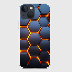 Чехол для iPhone 13 mini с принтом 3D БРОНЬ в Екатеринбурге,  |  | 3d | texture | абстракт | абстракция | бронь | броня | линии | огонь | ромбики | соты | текстура | треугольники | узор