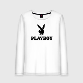 Женский лонгслив хлопок с принтом Playboy в Екатеринбурге, 100% хлопок |  | brazzers | cекс | merch | new sensations | playboy | private | tushy | бразерс | мерч | плейбой