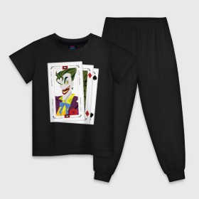 Детская пижама хлопок с принтом Joker cards в Екатеринбурге, 100% хлопок |  брюки и футболка прямого кроя, без карманов, на брюках мягкая резинка на поясе и по низу штанин
 | Тематика изображения на принте: batman | dc | dc джокер | detective comics | harley | joker | shtatjoker | the joker | бетмен | джокер | злодей | харли