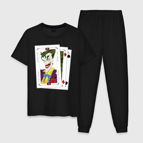 Мужская пижама хлопок с принтом Joker cards в Екатеринбурге, 100% хлопок | брюки и футболка прямого кроя, без карманов, на брюках мягкая резинка на поясе и по низу штанин
 | Тематика изображения на принте: batman | dc | dc джокер | detective comics | harley | joker | shtatjoker | the joker | бетмен | джокер | злодей | харли