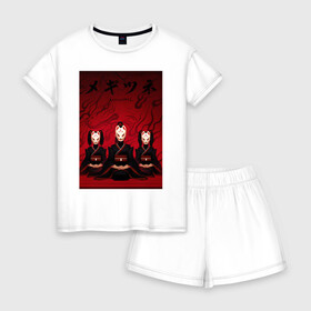 Женская пижама с шортиками хлопок с принтом Babymetal art в Екатеринбурге, 100% хлопок | футболка прямого кроя, шорты свободные с широкой мягкой резинкой | heavy | japan | kawaii | metal | music | rock | кавай | метал | музыка | рок | хэви | япония