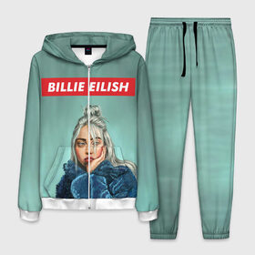 Мужской костюм 3D с принтом BILLIE EILISH в Екатеринбурге, 100% полиэстер | Манжеты и пояс оформлены тканевой резинкой, двухслойный капюшон со шнурком для регулировки, карманы спереди | bad guy | billie | eilish | ocean eyes | айлиш | билли | девушка | певица | эйлиш