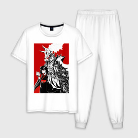 Мужская пижама хлопок с принтом Babymetal fan art в Екатеринбурге, 100% хлопок | брюки и футболка прямого кроя, без карманов, на брюках мягкая резинка на поясе и по низу штанин
 | heavy | japan | kawaii | metal | music | rock | кавай | метал | музыка | рок | хэви | япония