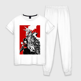 Женская пижама хлопок с принтом Babymetal fan art в Екатеринбурге, 100% хлопок | брюки и футболка прямого кроя, без карманов, на брюках мягкая резинка на поясе и по низу штанин | heavy | japan | kawaii | metal | music | rock | кавай | метал | музыка | рок | хэви | япония