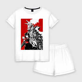 Женская пижама с шортиками хлопок с принтом Babymetal fan art в Екатеринбурге, 100% хлопок | футболка прямого кроя, шорты свободные с широкой мягкой резинкой | heavy | japan | kawaii | metal | music | rock | кавай | метал | музыка | рок | хэви | япония