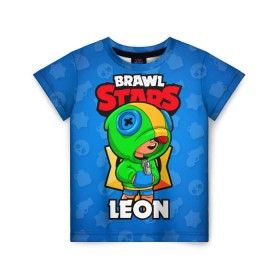 Детская футболка 3D с принтом BRAWL STARS LEON в Екатеринбурге, 100% гипоаллергенный полиэфир | прямой крой, круглый вырез горловины, длина до линии бедер, чуть спущенное плечо, ткань немного тянется | brawl stars | leon | бравл старз
