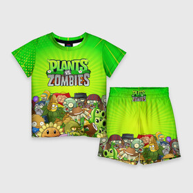 Детский костюм с шортами 3D с принтом PLANTS VS ZOMBIES в Екатеринбурге,  |  | plants and zombies | plants vs zombies | зомби | игры | растения | растения против зомби