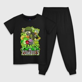 Детская пижама хлопок с принтом PLANTS VS ZOMBIES в Екатеринбурге, 100% хлопок |  брюки и футболка прямого кроя, без карманов, на брюках мягкая резинка на поясе и по низу штанин
 | plants and zombies | plants vs zombies | зомби | игры | растения | растения против зомби
