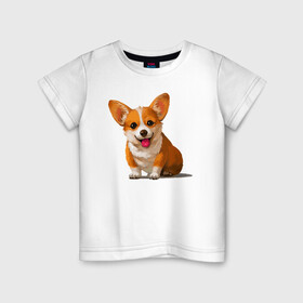 Детская футболка хлопок с принтом Корги в Екатеринбурге, 100% хлопок | круглый вырез горловины, полуприлегающий силуэт, длина до линии бедер | вельш корги | домашние животные | корги | пес | собака | собачнику | щенок
