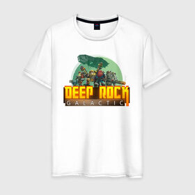 Мужская футболка хлопок с принтом Deep Rock Galactic в Екатеринбурге, 100% хлопок | прямой крой, круглый вырез горловины, длина до линии бедер, слегка спущенное плечо. | deep rock galactic dwarf гном