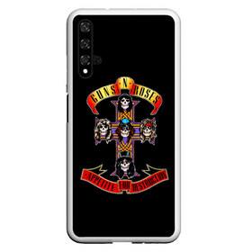 Чехол для Honor 20 с принтом Guns n roses + Спина в Екатеринбурге, Силикон | Область печати: задняя сторона чехла, без боковых панелей | Тематика изображения на принте: axl rose | geffen records | gnr | guns | rock | roses | slash | гансы | пистолеты | розы | рок | слеш | эксл роуз