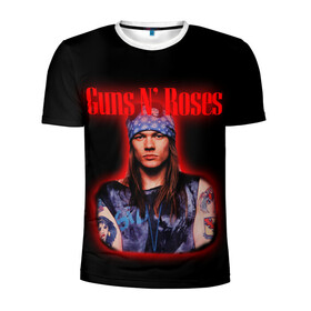 Мужская футболка 3D спортивная с принтом Guns n roses + Спина  в Екатеринбурге, 100% полиэстер с улучшенными характеристиками | приталенный силуэт, круглая горловина, широкие плечи, сужается к линии бедра | axl rose | geffen records | gnr | guns | rock | roses | slash | гансы | пистолеты | розы | рок | слеш | эксл роуз