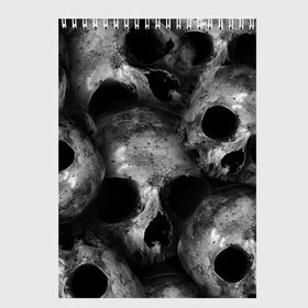 Скетчбук с принтом Черепа в Екатеринбурге, 100% бумага
 | 48 листов, плотность листов — 100 г/м2, плотность картонной обложки — 250 г/м2. Листы скреплены сверху удобной пружинной спиралью | Тематика изображения на принте: skull | гот | готика | кости | костлявые | костлявый | неживое | неживой | неживые | нежить | скелет | скелетон | скелетоны | скелеты | череп | черепа | черепки | черепком | черепок | черепом | черепы