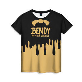 Женская футболка 3D с принтом Bendy And The Ink Machine в Екатеринбурге, 100% полиэфир ( синтетическое хлопкоподобное полотно) | прямой крой, круглый вырез горловины, длина до линии бедер | bendy | bendy and the ink machine | бенди | бени | бенни | детская | детям | игра | капли | компьютерная игра | краска | машина | подтеки | розовая | ужастик