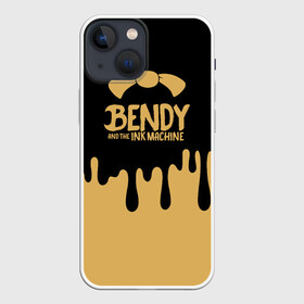 Чехол для iPhone 13 mini с принтом Bendy And The Ink Machine в Екатеринбурге,  |  | bendy | bendy and the ink machine | бенди | бени | бенни | детская | детям | игра | капли | компьютерная игра | краска | машина | подтеки | розовая | ужастик