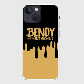 Чехол для iPhone 13 mini с принтом Bendy And The Ink Machine в Екатеринбурге,  |  | bendy | bendy and the ink machine | бенди | бени | бенни | детская | детям | игра | капли | компьютерная игра | краска | машина | подтеки | розовая | ужастик