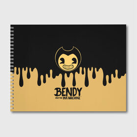 Альбом для рисования с принтом Bendy And The Ink Machine в Екатеринбурге, 100% бумага
 | матовая бумага, плотность 200 мг. | bendy | bendy and the ink machine | бенди | бени | бенни | детская | детям | игра | капли | компьютерная игра | краска | машина | подтеки | розовая | ужастик