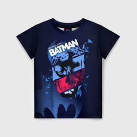 Детская футболка 3D с принтом Gotham City Batman в Екатеринбурге, 100% гипоаллергенный полиэфир | прямой крой, круглый вырез горловины, длина до линии бедер, чуть спущенное плечо, ткань немного тянется | bat man | batman | batman comics | caped crusader | dark knight | shtatbat | бетмен | брюс уэйн | бэт мен | бэтмен | тёмный рыцарь