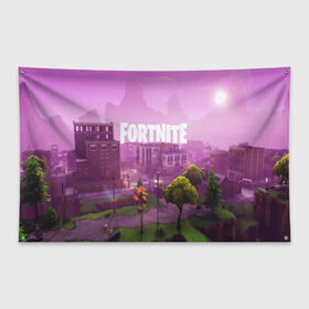 Флаг-баннер с принтом FORTNITE в Екатеринбурге, 100% полиэстер | размер 67 х 109 см, плотность ткани — 95 г/м2; по краям флага есть четыре люверса для крепления | 