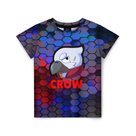 Детская футболка 3D с принтом Brawl Stars CROW в Екатеринбурге, 100% гипоаллергенный полиэфир | прямой крой, круглый вырез горловины, длина до линии бедер, чуть спущенное плечо, ткань немного тянется | android | brawl stars | crow | games | leon | mobile game | stars | ворон | игры | леон | мобильные игры