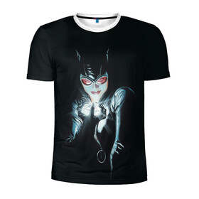 Мужская футболка 3D спортивная с принтом Catwoman в Екатеринбурге, 100% полиэстер с улучшенными характеристиками | приталенный силуэт, круглая горловина, широкие плечи, сужается к линии бедра | cat woman | catwoman | selina kyle | shtatbat | женщина кошка | кэт вуман